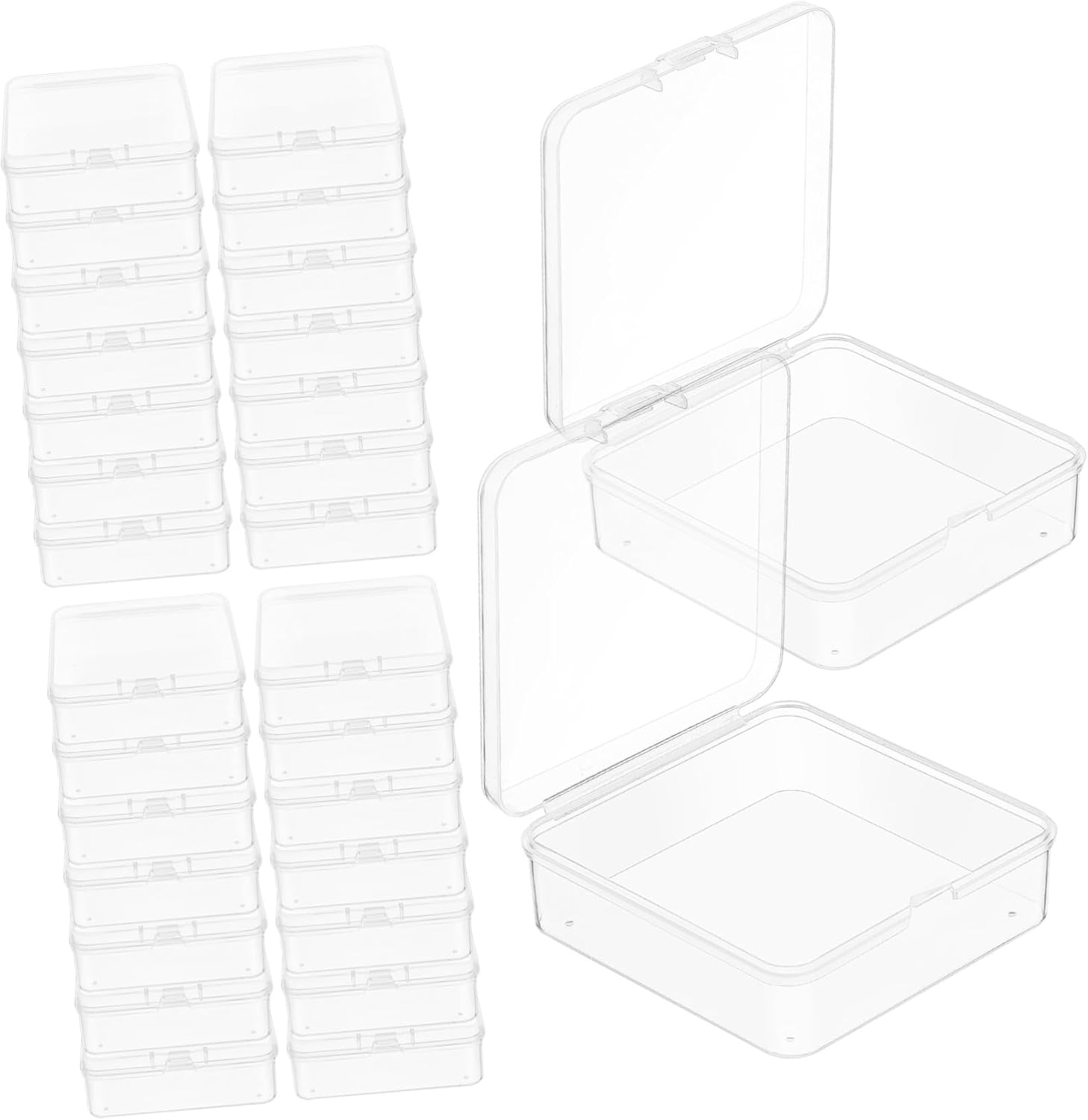 HOMSFOU 50pcs Square PP Plastic Storage Organizer Box Set Lid Bead and Jewelry Container Multipurpose Craft Supplies Storage for Home and Office