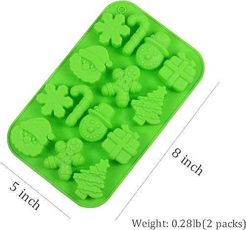 Miniatura 6 de Moldes de silicona de Navidad, 2 piezas de moldes de caramelo de copo de nieve de Papá Noel, moldes de hornear de Navidad para gelatina de