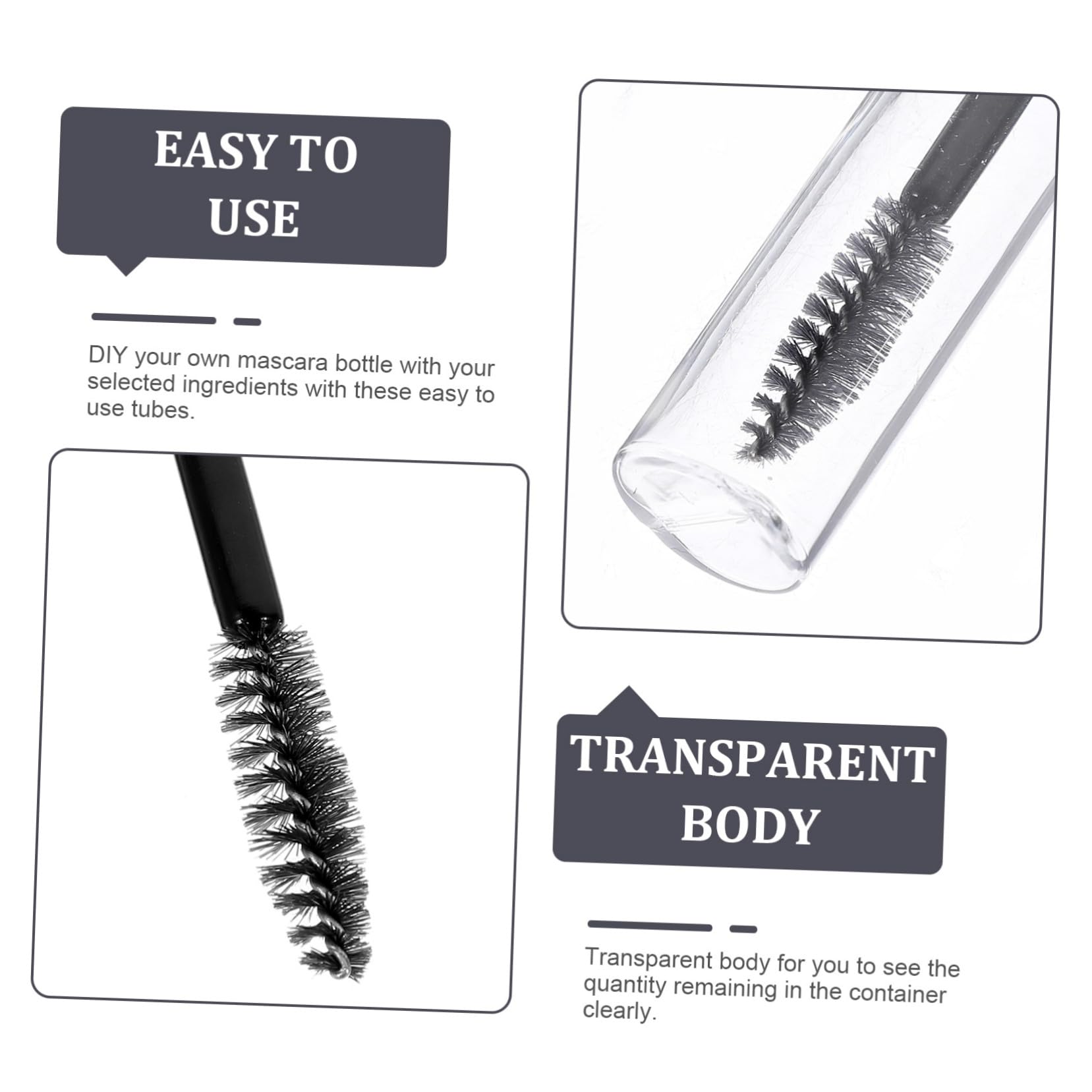 Healvian 6ensembles Tubes Vides Transparent Pour Mascara Et Gloss à Lèvres De Contenants Rechargeables Avec Applicateur Pour Cosmétiques