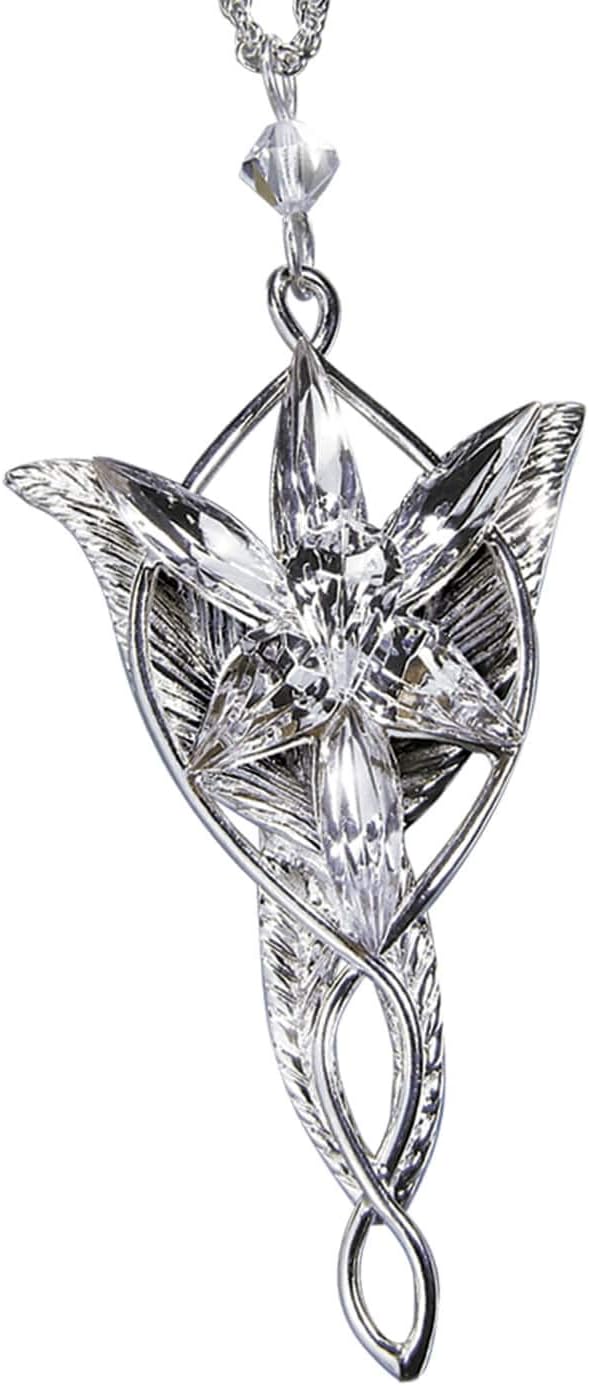 The Noble Collection Lord of the Rings Arwen Evenstar Pendant - Sterling Silver & Swarovski Crystal Necklace - LOTR Film Set Movie Merchandise - Gifts for Lord of the Rings Fans