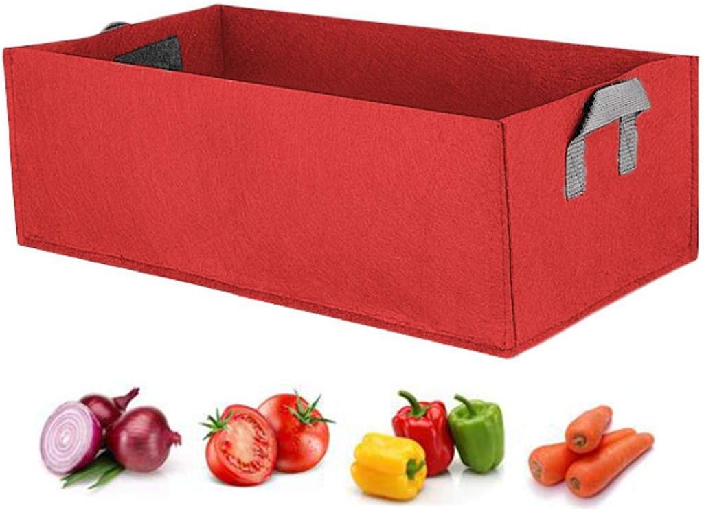 Haoun 5 Pack Fabric Raised Garden Bed,Square Garden Flower Grow Bag Vegetable Planting Bag Planter Pot with Handles for Plants,Flowers,Vegetables - Red