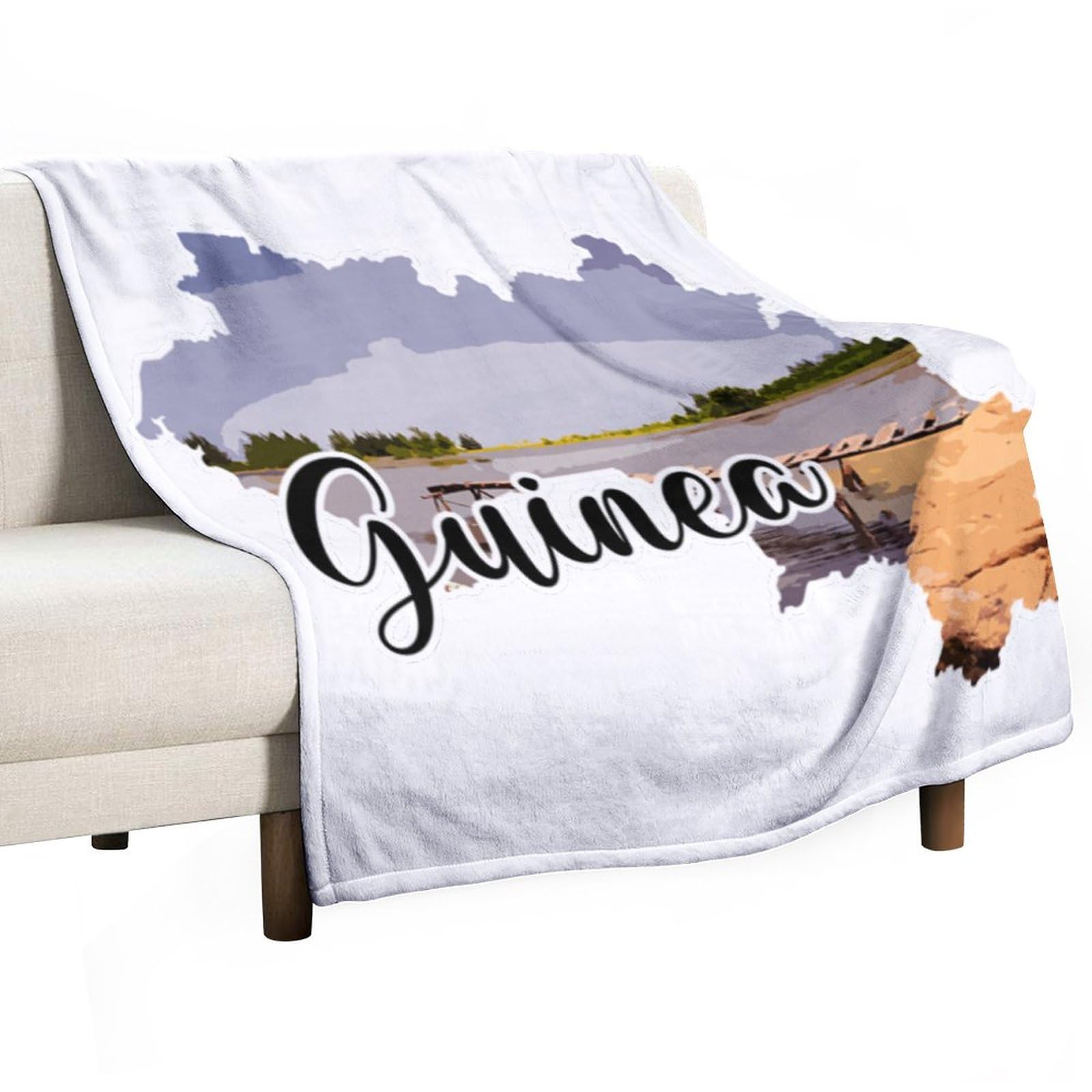 Manta suave y mullida de Guinea de 60 x 80 pulgadas, suave y mullida, impresión artística de la nación, regalo de hito, manta de franela de vellón para cama de mascotas, sofá, oficina,
