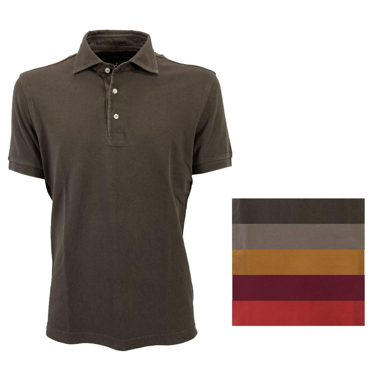 Polo Uomo Mezza Manica Piquet Mostarda 41/201A 100% Cotone Made in Italy