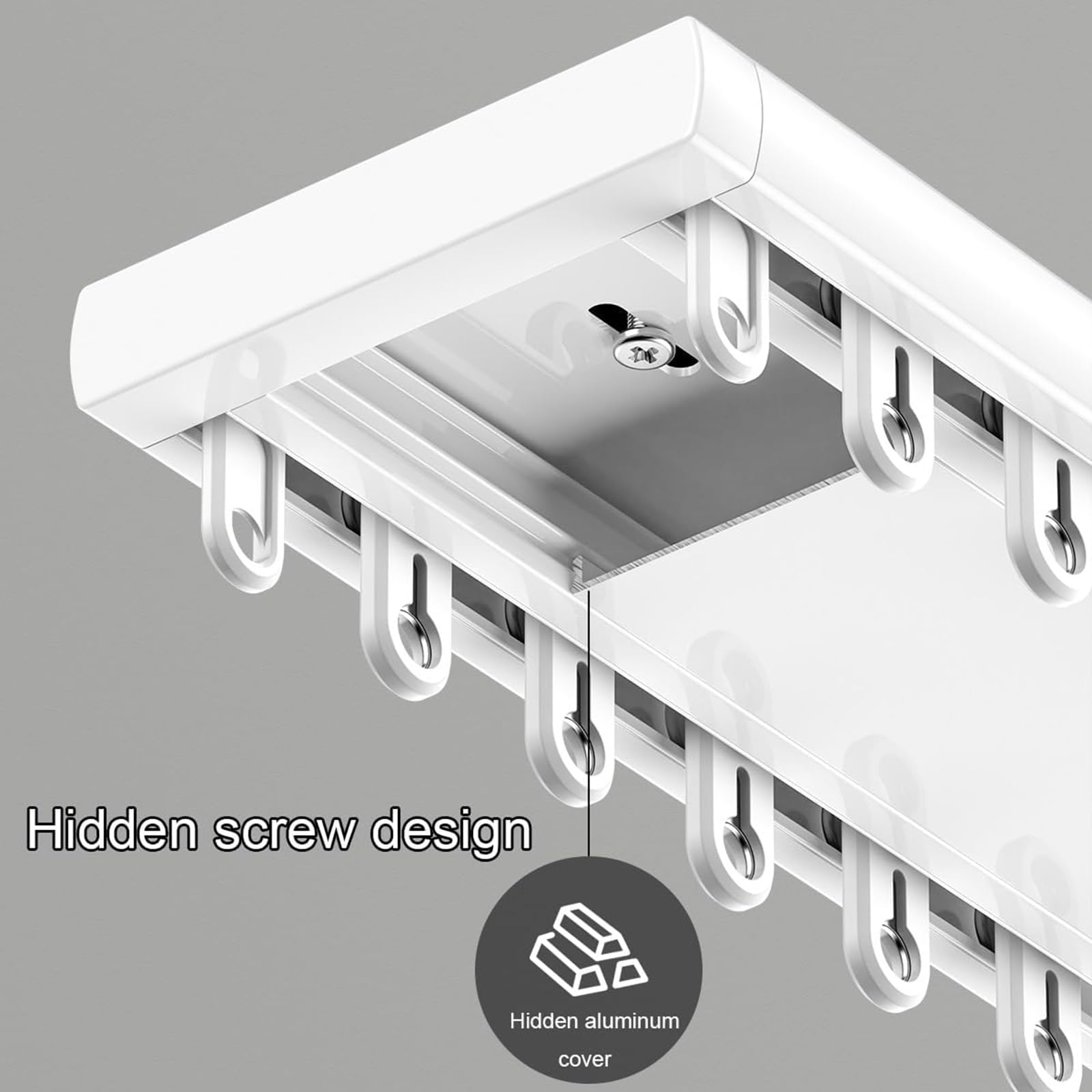 Générique Système de Rails à Rideaux, Rail en Aluminium Robuste - Rails de Plafond Nano Silence pour Salon, Chambre et séparation de pièces - 1,3 m (4,3 pi) réglable, Dur