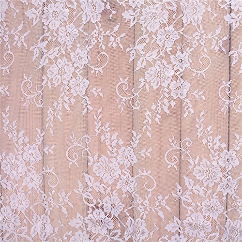 Zthread LA17023P04 3 Yards French Eyelash Lace Fabric Floral Embroidered Lace Fabric thumb #1
