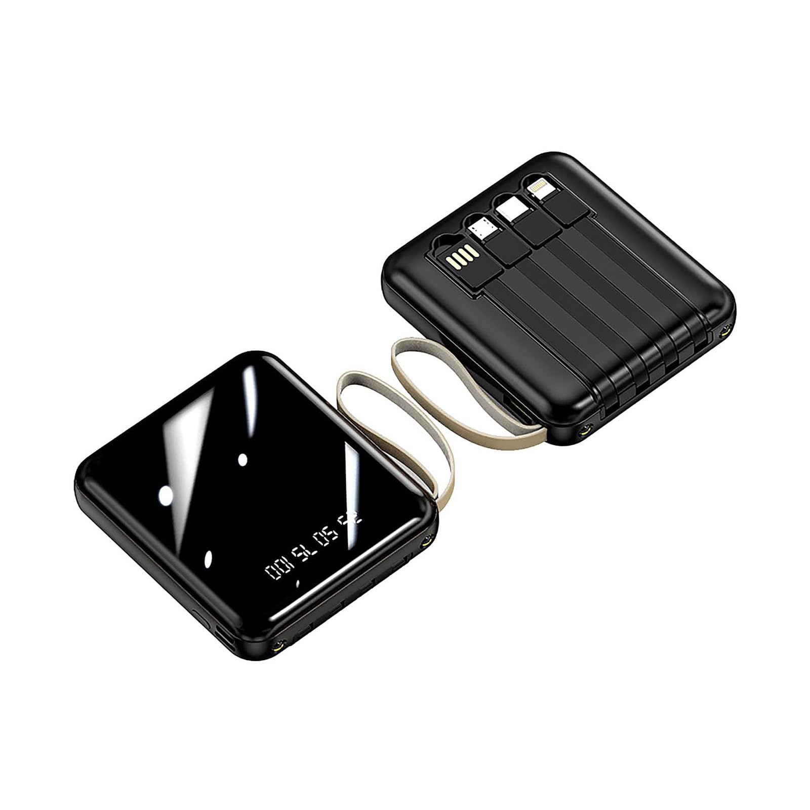 DHB tech Power Bank 10000mAh, Portable Charger with Built in Cables, 22.5W Fast Power Banks Battery Pack with LED Display Type C Power Bank, Compatible with Smart mobile Phones Tablets for Travel