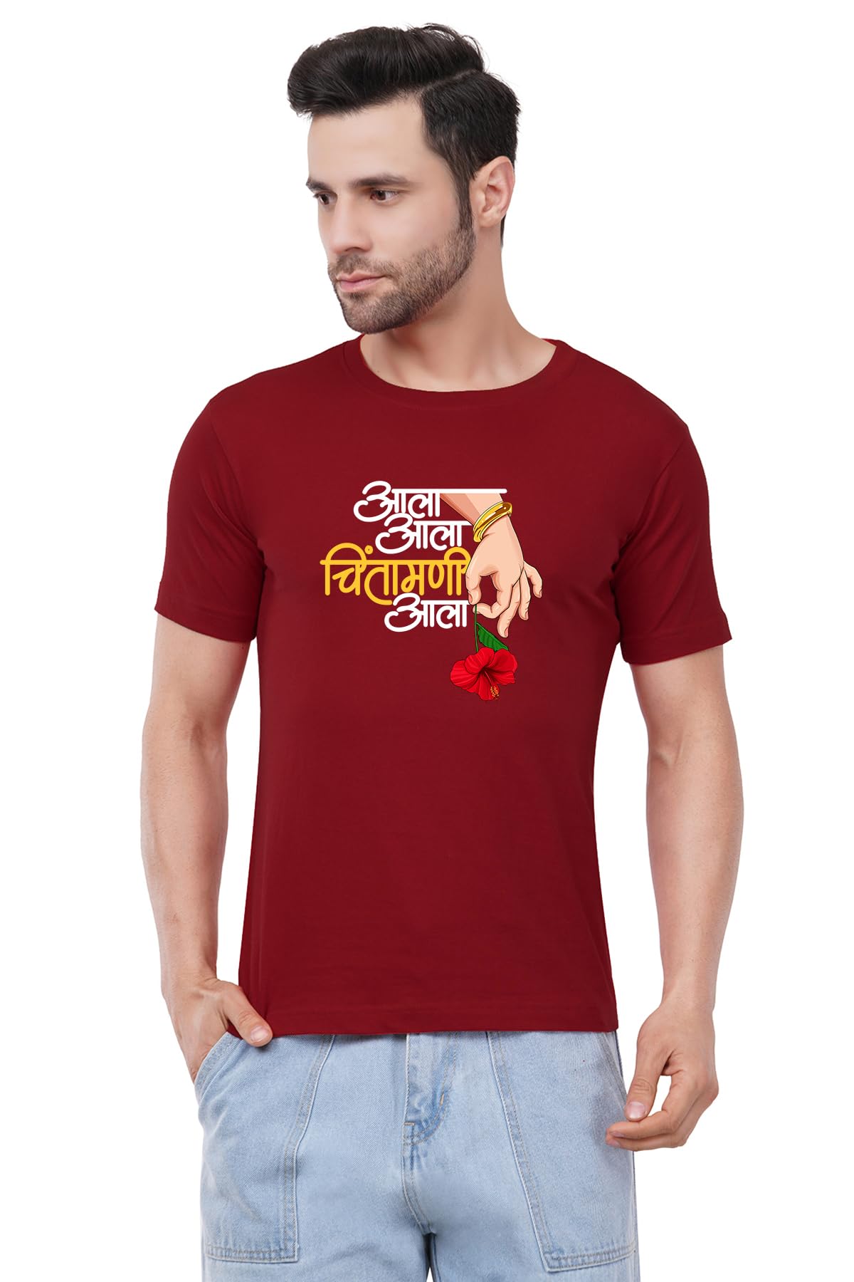 caseria Men's Cotton Graphic Printed Half Sleeve T-Shirt - Aala Aala Chintamani-picture-22