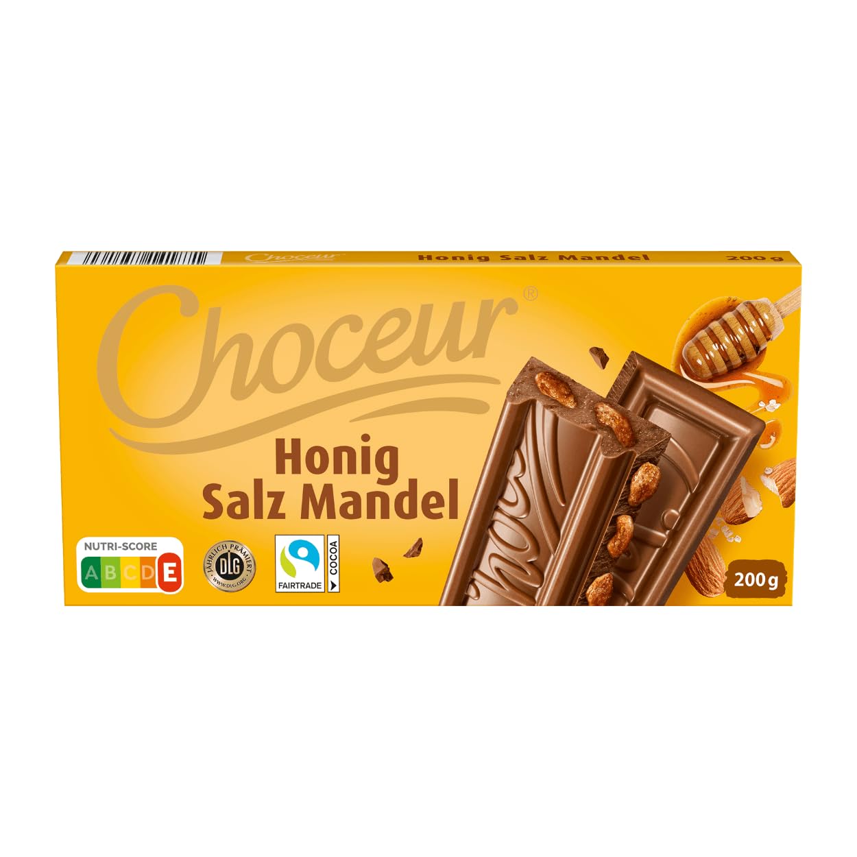 Choceur Honig Salz Mandel (Honey Salt Almond) Flavored Chocolate Bar 200g - Imported from Germany