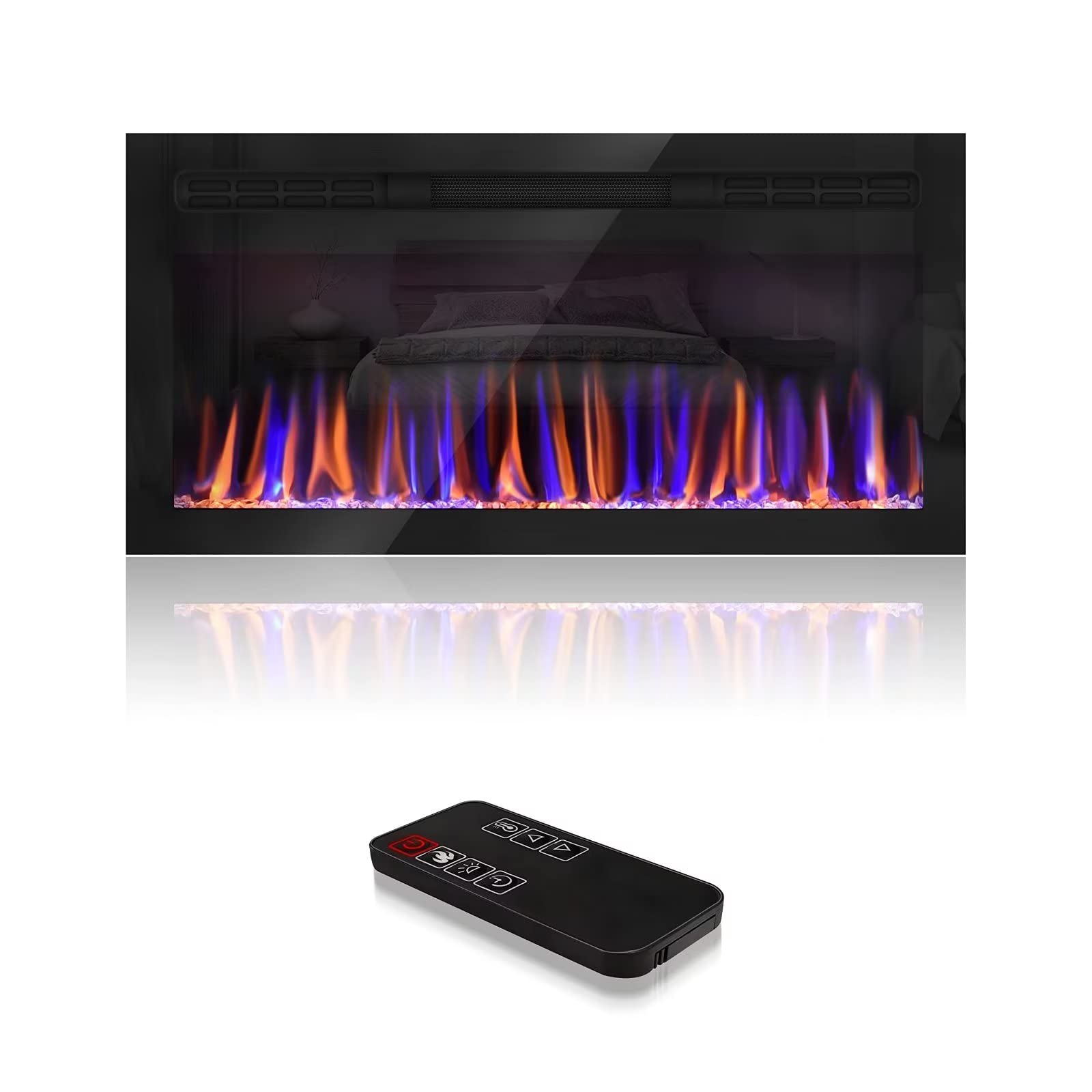 Hocookeper 31 Inch Electric Fireplace, Recessed and Wall Mounted