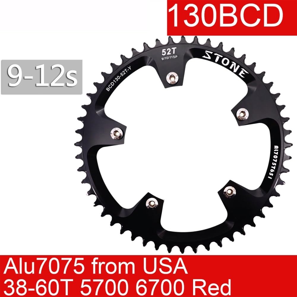 Platos para Bicicletas Plato 130 BCD Redondo 42t 44T 46 48 50 52 55 58T 60T Rueda de Cadena Bicicleta Carretera 130bcd Unisex