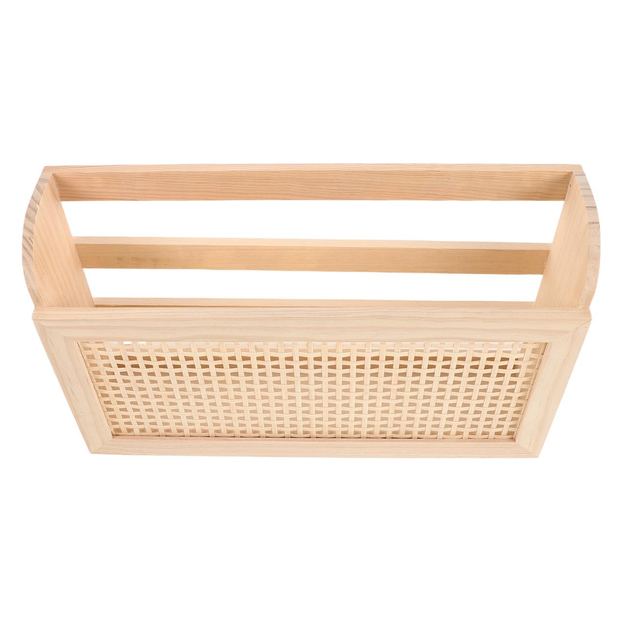 Estante de pared de madera beige con acabado escandinavo premium para organizar vinilos y revistas