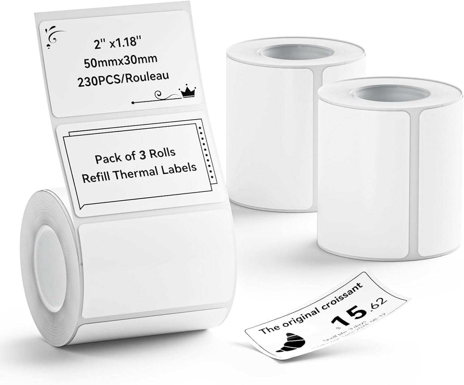NIIMBOT 3 Rollos Etiquetas de 50 x 30 mm para impresoras de etiquetas B1/B1 Pro/B2/B2 Pro/B21/B21 Pro/B3S,Impermeables y resistentes al aceite,editables para el hogar,la escuela y la oficina