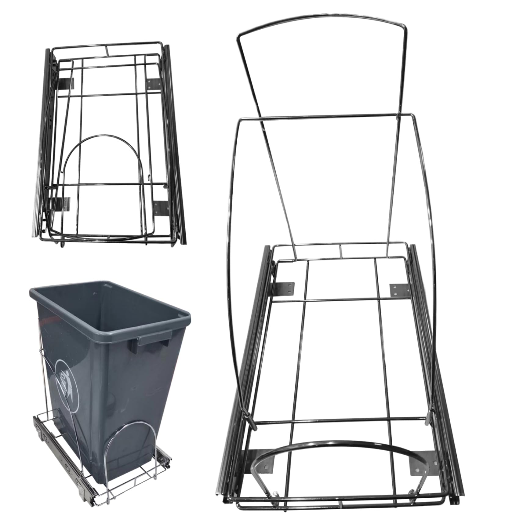 Poubelle coulissante meuble cuisine | Étagère métal réglable sous armoire 16.5x15.8x11