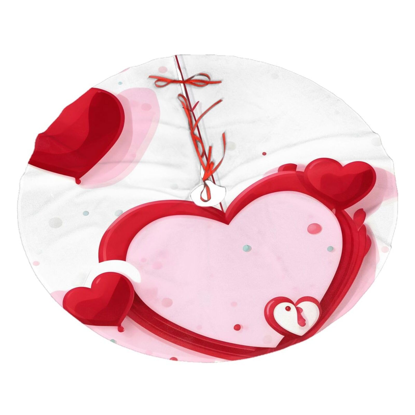 Little Red Heart Printed Christmas Tree Skirt Christmas Plush Tree Skirt 36 inches (about91 cm) ChristmasIndoor and Outdoor