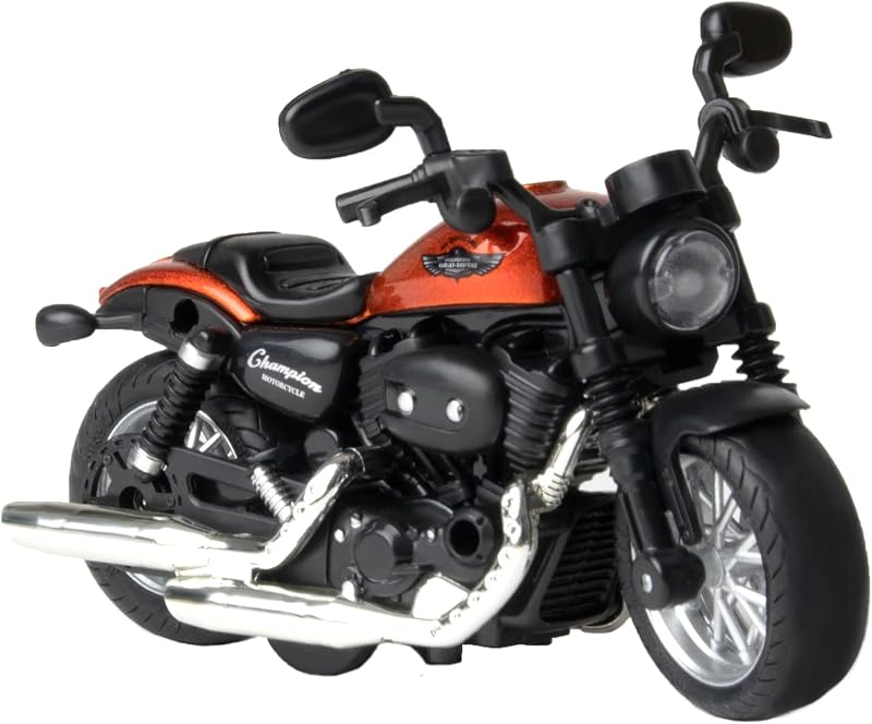 Die Cast Toy Motorcycle,Pull Back Motorcycle with Sounds and Lights 1:14 Friction Powered Kids Toy Cars,Motorcycle Toys Gift for Children Over 3 Years Old Birthday Christmas (Orange)