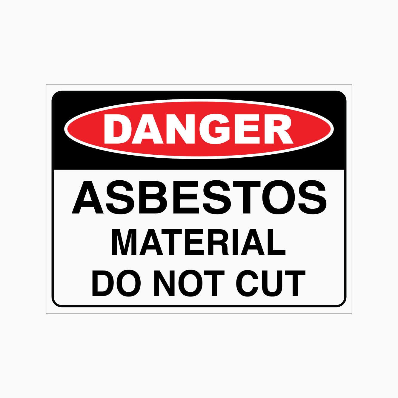 Asbestos Material Do Not Cut Sign, 12x8 Inch Metal Tin Sign, Safety Warning Sign for Industrial Construction Areas