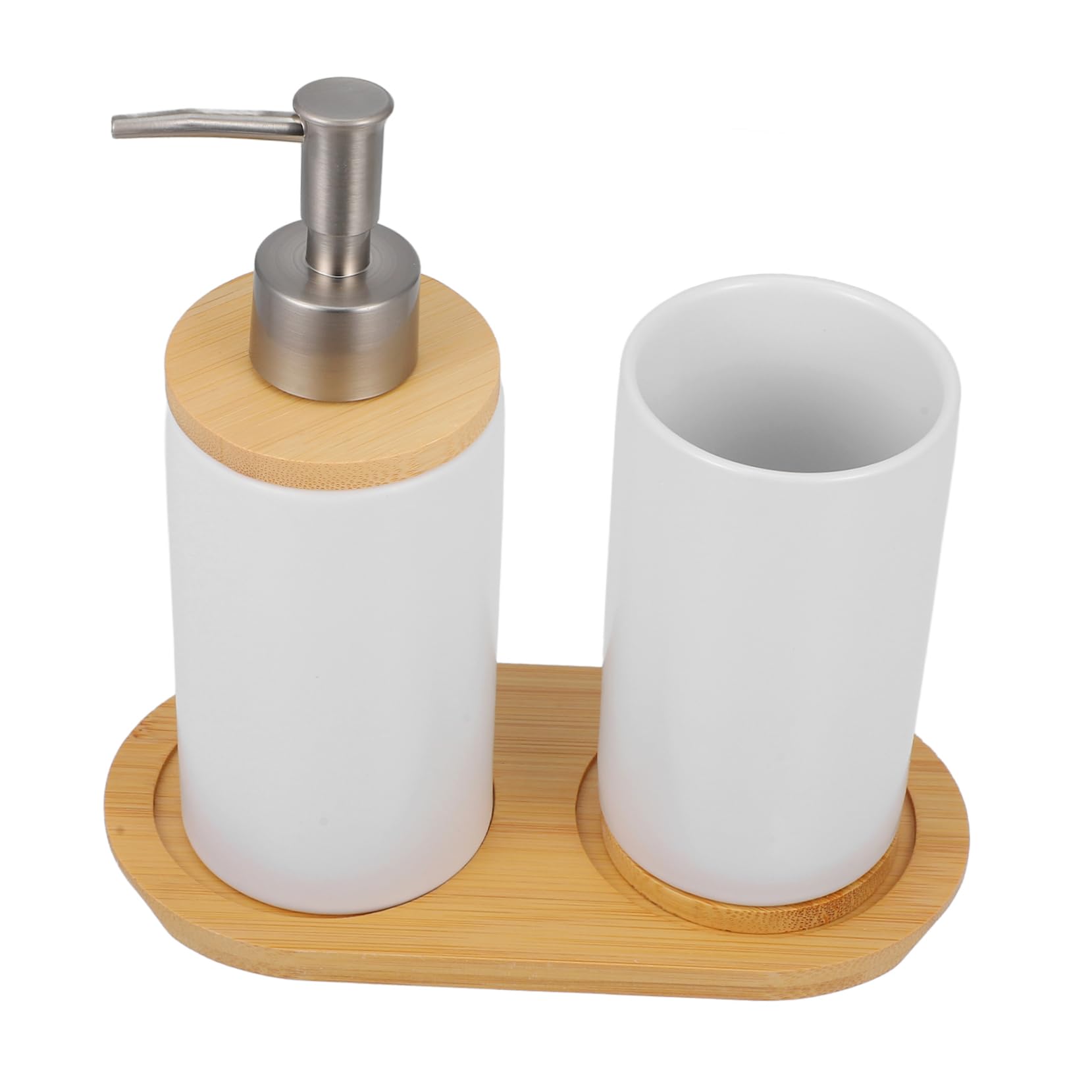ABOOFAN Juego Accesorios Baño Cerámico Blanco 350ml Vaso Cepillo Dientes 430ml Dispensador Loción Almacenamiento Baño Hogar Base para Uso Diario Intenso