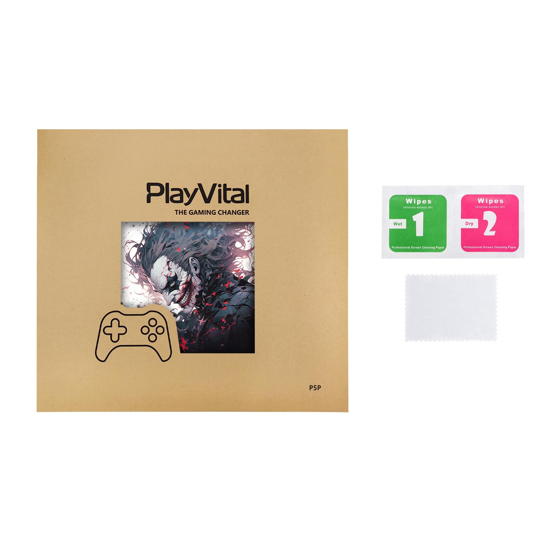 PlayVital Pegatina Completa para ps5 Pro Consola Digital & Disc - Vinilo Calcomanía Adhesiva para Mando, Auriculares, Estación de Carga y Control Remoto, Accesorios Protector Decal (Payaso Asesino)