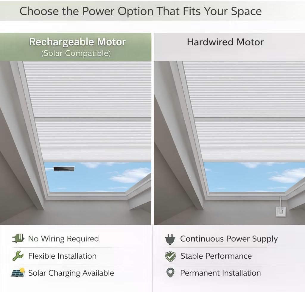 Oversized Motorized Skylight Blind (Full White) | Blackout Large Size Honeycomb Shade for Sunroom Villa Glass Roof Custom Size Skylight Cover Supports Up to 19 FT Wide