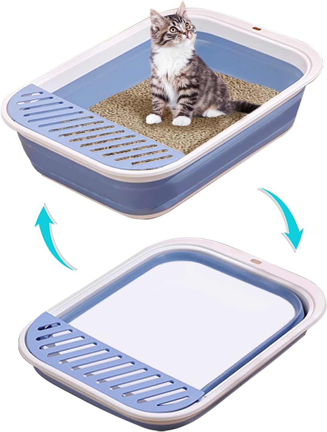 VCEPJH Collapsible Small Cat Litter Box Open Kitten Potty