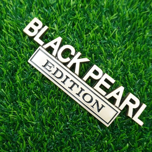 Image of Pair Set Black Pearl Edition Emblem 3D Letter Fender Tailgate Badge Decal Sticker Nameplate for Universal Vehicle, Car, Truck, SUV Motorcycle Accessories (Gold)