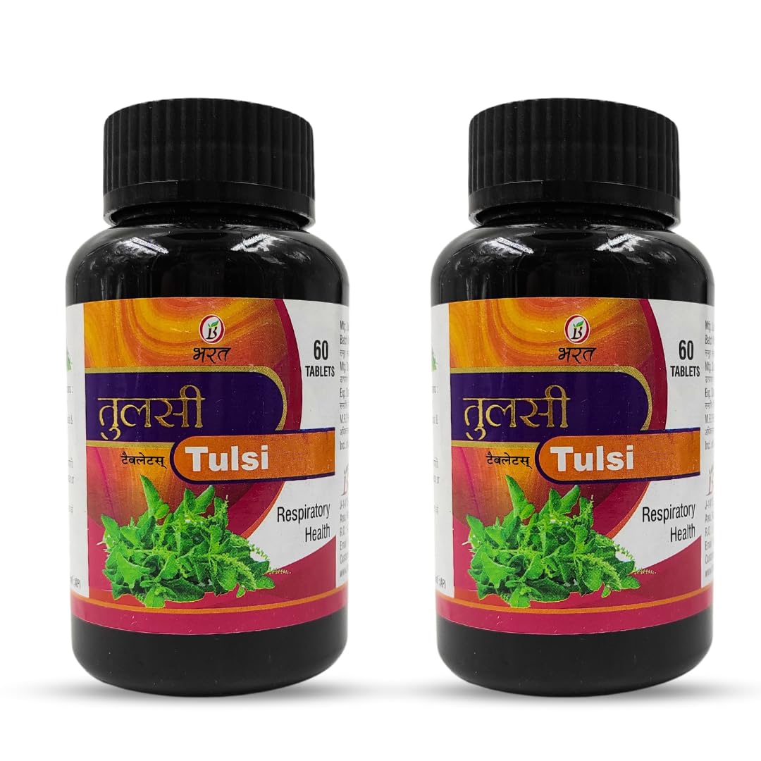 Bharat Ayurvedic Aushdhalaya Pure Herbs Tulasi Tablet Respiratory Wellness | Holy Basil |Relieves cough and cold| -Pack of 2 60 Tablets-image-26