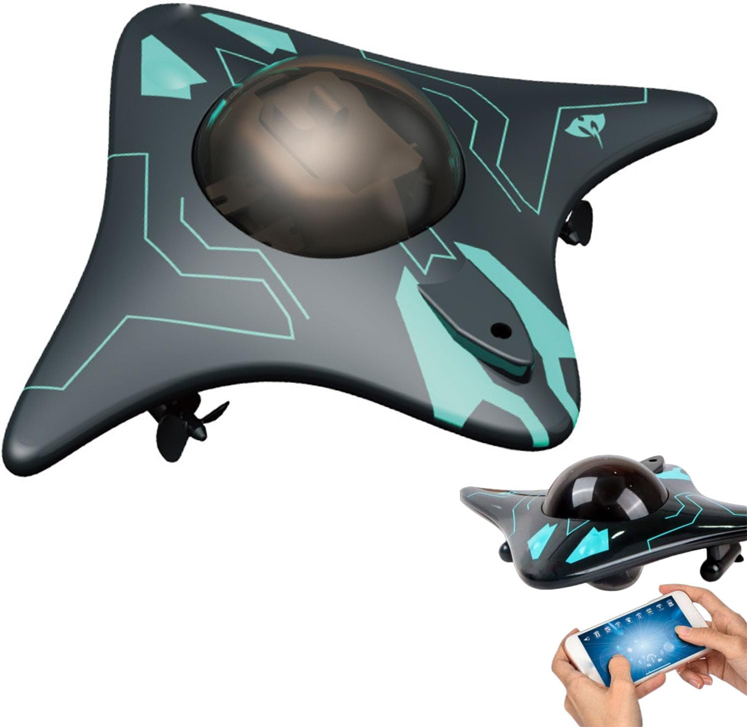 Underwater Drone with Camera, Mini Waterproof RC Boat with Smart App Control, WiFi Wireless Connectivity, Real-Time Image Transmission, 6CH Remote Control for Underwater Exploration