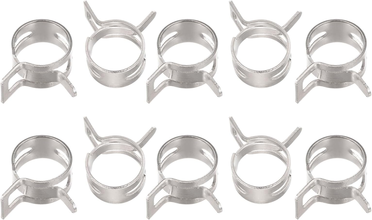 sourcing map 10pcs 12mm Spring Band Type Action Fuel/Silicone Vacuum Hose Pipe Clamp Low Pressure Air Clip Clamp, Nickel Plated