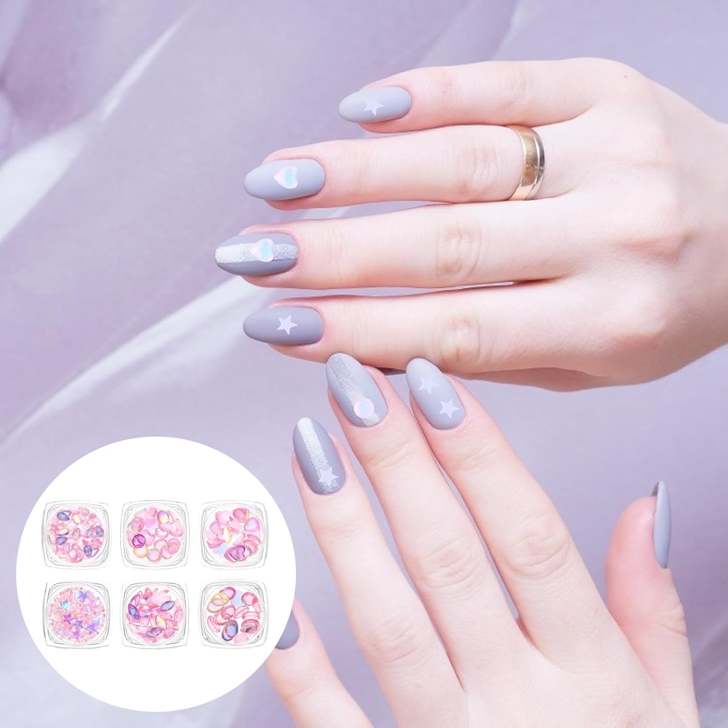 Colorful Nail Art Studs Resin 1 Box for DIY Manicure