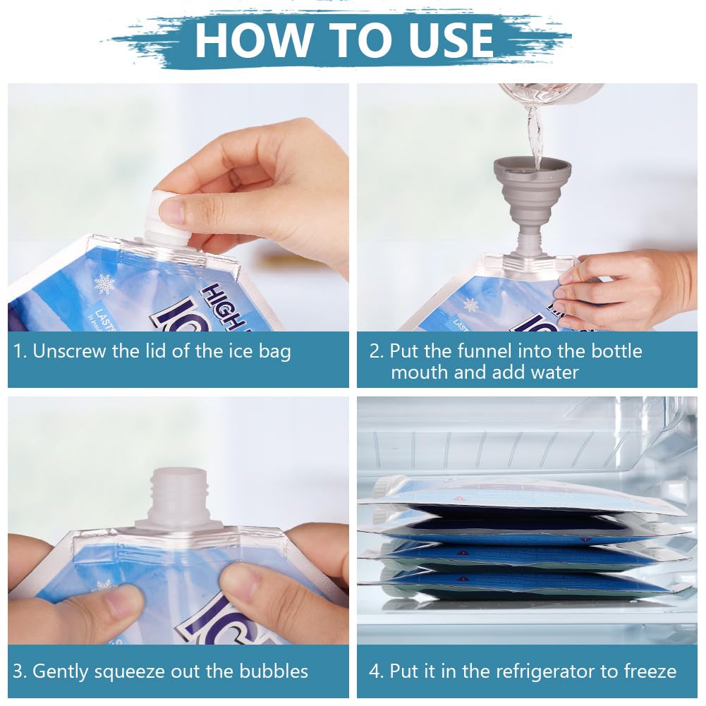 flintronic 4 Pack Ice Packs, High-Performance Cooling Ice Bag, Long lasting Reusable Ice Boards, Reusable for Camping Picnic - Image 4