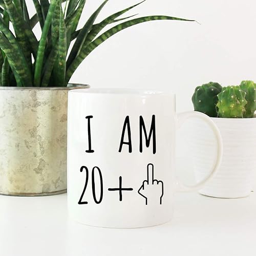 Miniatura 2 de Andaz Press Funny 11oz Taza de café regalo de cumpleaños mordaza de cumpleaños regalo I Am 20 + 1 dedo medio gráfico, 1 paquete, regalo de 21