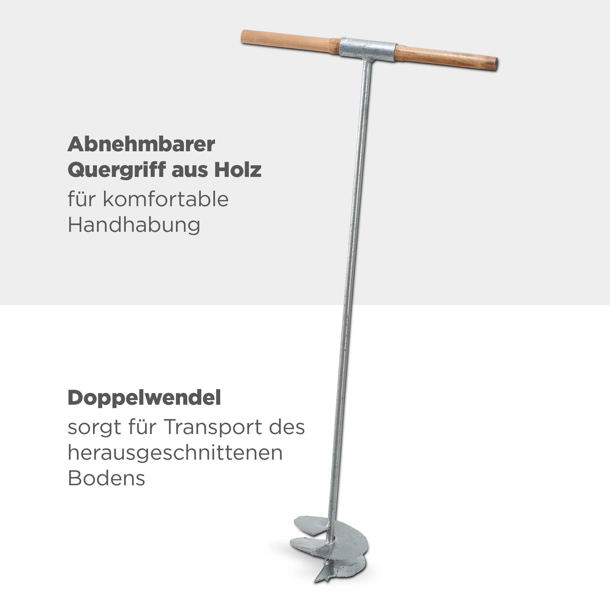 blizz-z Erdlochbohrer mit Holz-Quergriff, Ø 15 cm, bis 90 cm Bohrtiefe