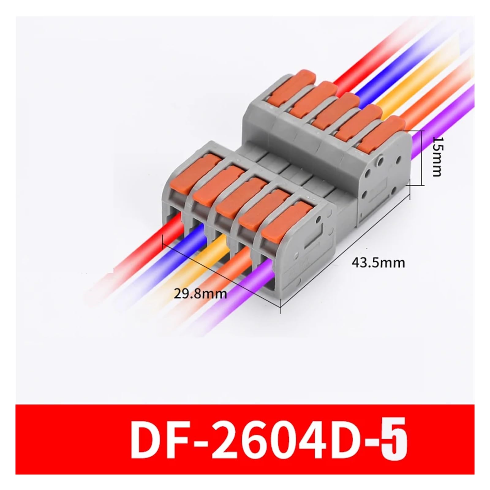 Generisch 10PCS Docking Quick Wire Connector Universal Compact Elektrische Verkabelung Anschlüsse Push-in Butt Leiter Terminal Block(DF2604D-5)