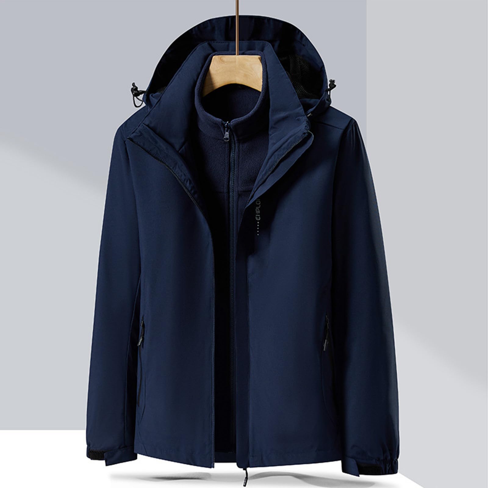 Generisch Herren 3in1 Winterjacke Wasserdicht Warm Gefüttert Skijacke Snowboardjacke mit Kapuze Doppeljacke Winddicht Outdoor Wanderjacke Softshelljacke Leicht Große Größen Regenjacke Funktionsjacke
