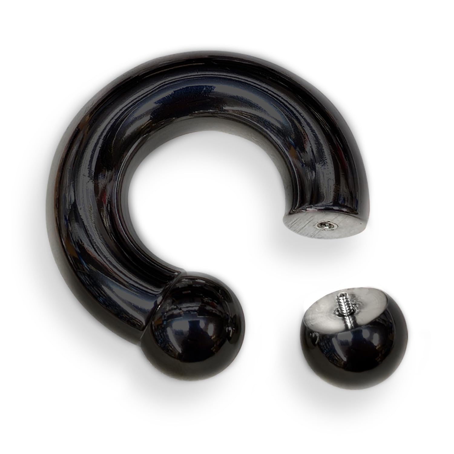 Titan-Septum-Ring, rund, Hufeisen-Barbell, Körperschmuck für Nasenpiercing, PA-Ring, Ohrringe, 12 g bis 00 g, britischer Standard, zertifiziert vom Sheffield Assay Office, 4G (5,0 mm) x 12 mm (1/2