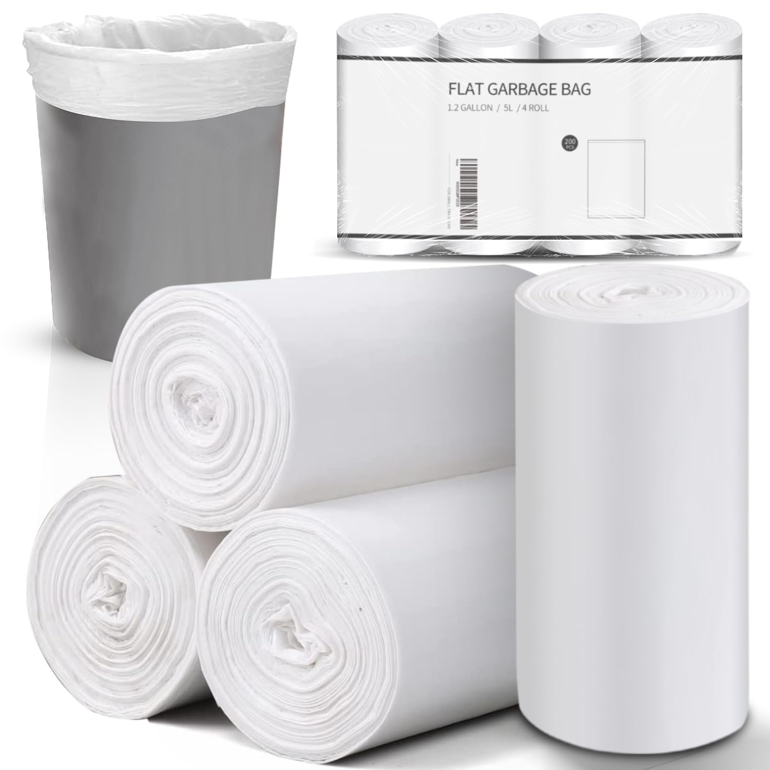 Charmount 1.2 Gallon Small Trash Bags, 200 Count Garbage Bags Bathroom Trash Can Liners,fit 4.5-5 Liter Clear … …