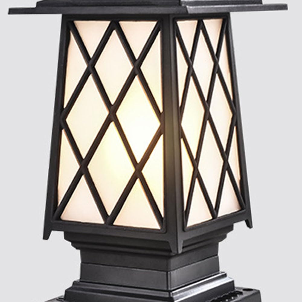 Lampada Solare Da Esterno A Colonna, Impermeabile, Per Recinzione | Lampada a sospensione impermeabile con struttura in metallo e paralume in vetro, accensione/spegnimento automatico