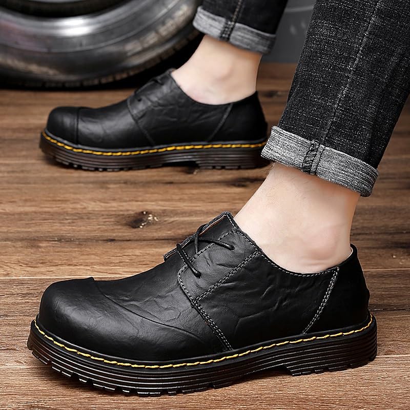 Men's Low-top Rubber Shoes Retro Oxford Shoes Low-Heeled Non-Slip wear-Resistant Comfortable Breathable Round-Toed Outdoor Casual Shoes for Men2