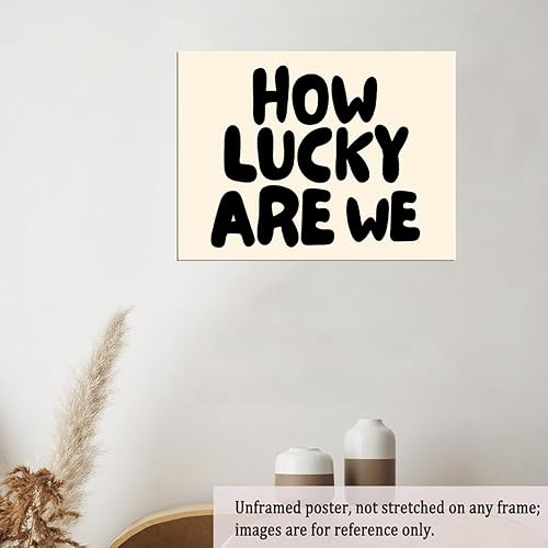 Miniatura 5 de Lienzo negro con texto en inglés "How Lucky Are We Sage", arte de pared, diseño de cartas de juego de moda, retro, estético, para preparar, bar,