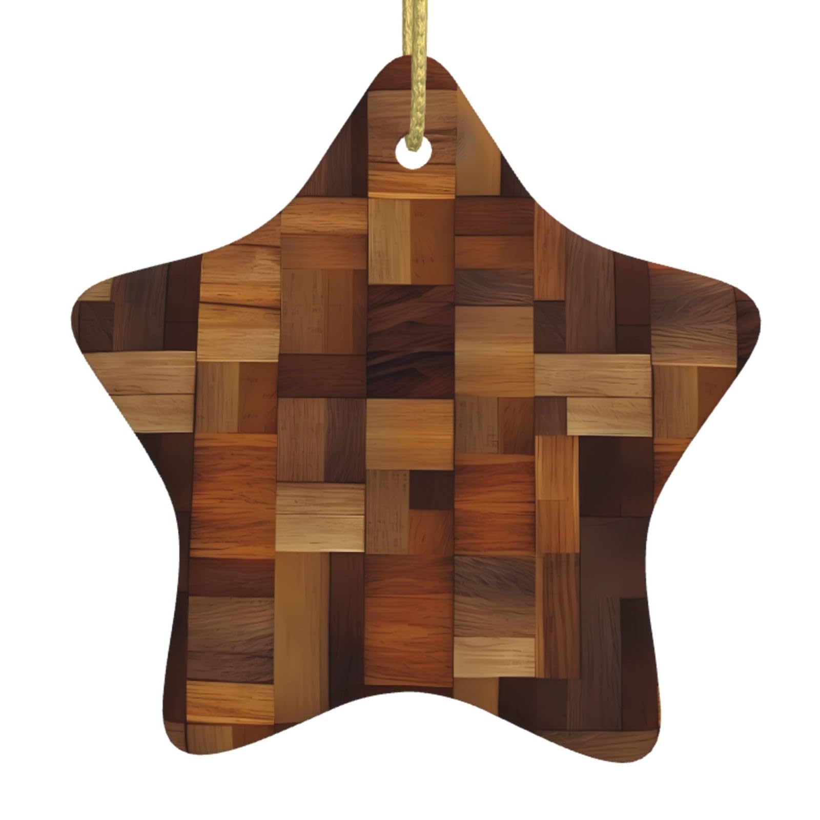 Ceramic Christmas Tree Hanging Ornaments with Gold Ropes Christmas Tree Decorations Star Ceramic Wood Pendant Keepsake Decorations for Holiday Xmas Gift Ideas