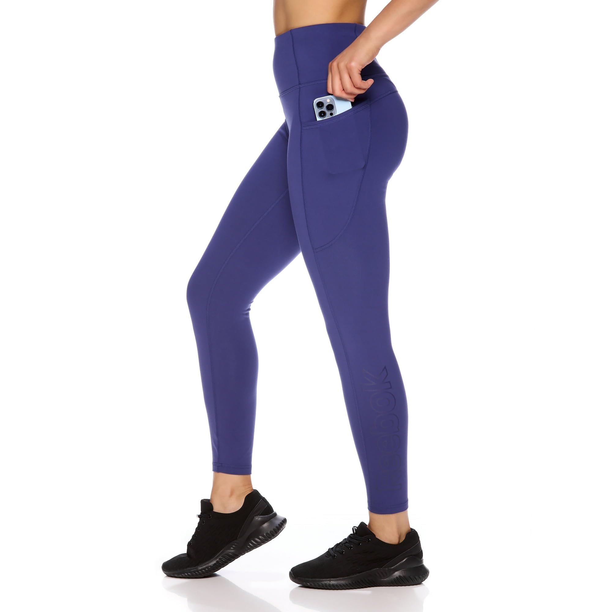 Reebok Leggings 7/8 de talle alto para mujer con bolsillos laterales