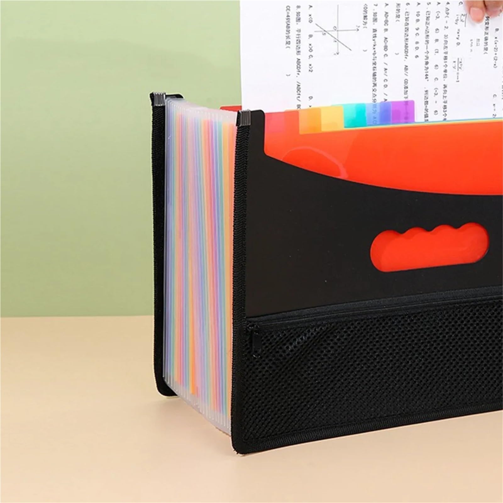 Organisateur de fichiers en accordéon extensible A4, 2 pcs, 12 pochettes(Pink)