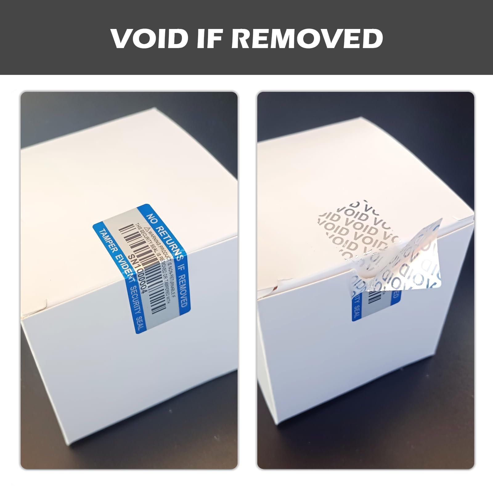 250 Stück manipulationssichere Barcode-Aufkleber, Sicherheitsetikett, Garantie-Void Aufkleber mit individueller Seriennummer, Siegeletikett für Pakete (5,1 x 2 cm, blau)