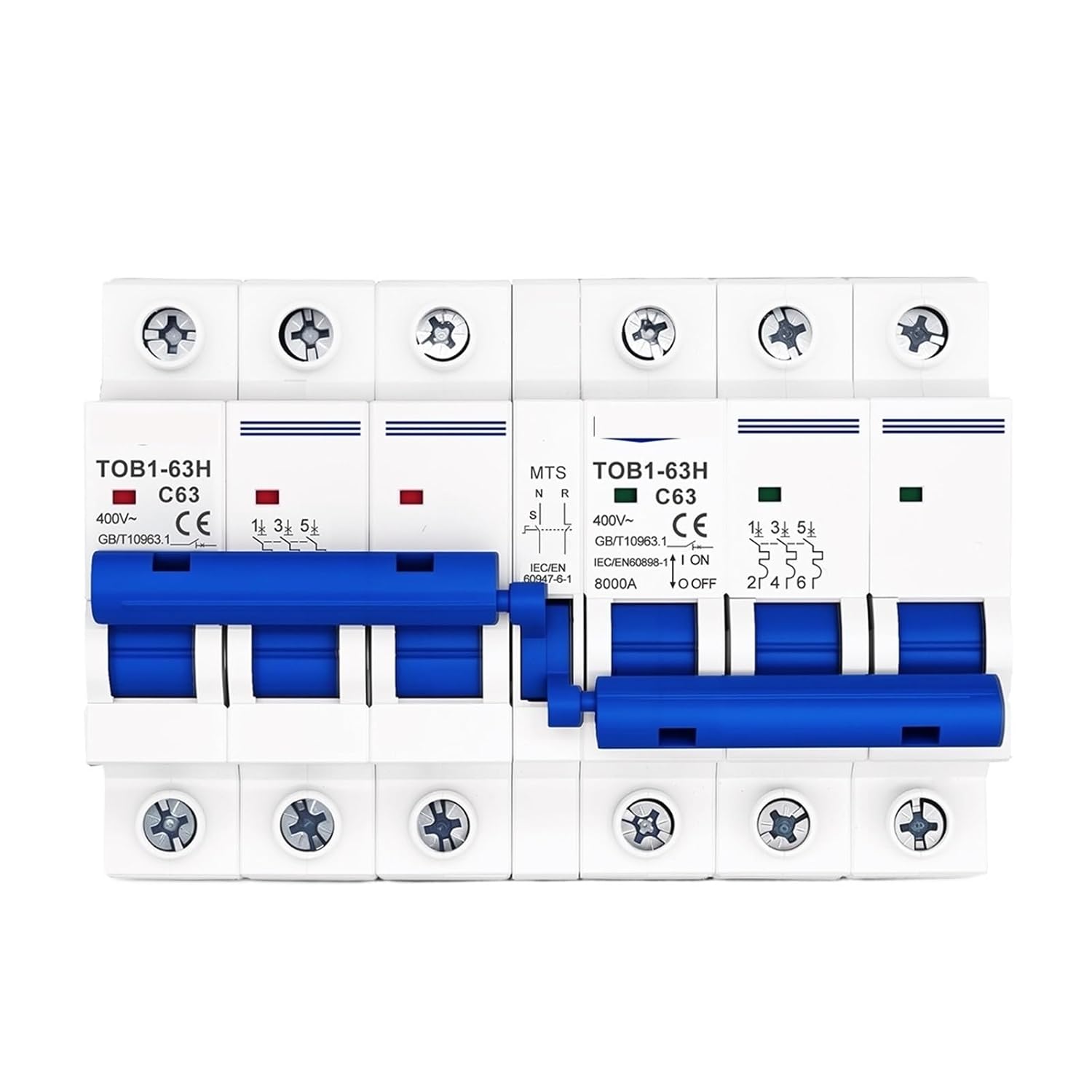 3P + 3p AC Dual Power Manual Transfer Switch Circuit Breaker MCB 50HZ/60HZ 63A(63A)
