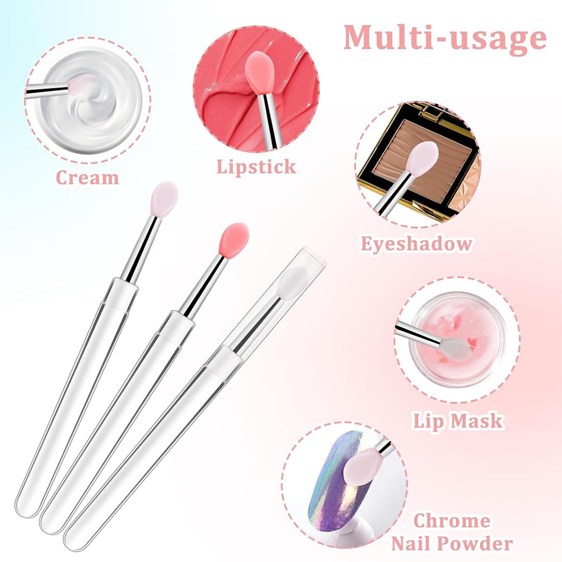 6pc Pennelli Morbidi per Labbra, Applicatori in Silicone, per labbra applicatori, per labbra per la cura delle labbra, Ideali per Rossetto e Cosmetici, Bacchette Riutilizzabili per Makeup Labbra