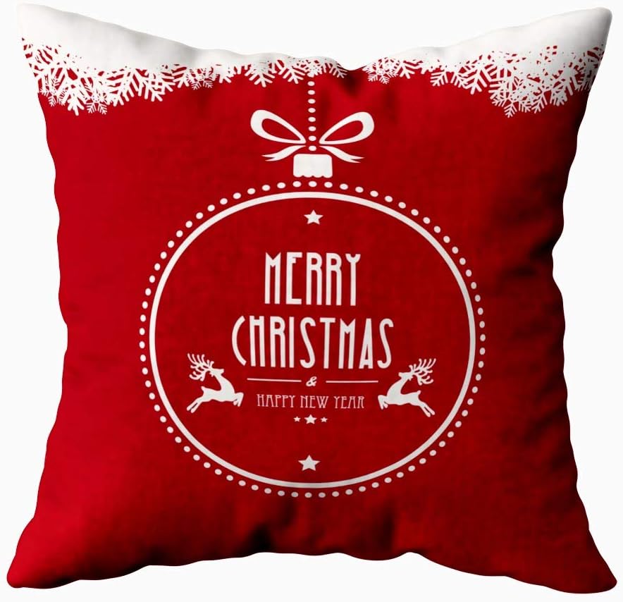 18X18 Pillow Cover Set of 4, Xmas Decorations Pillowcases Throw Pillow Covers Deer Card with Snowflakes for Xmas Gifts Sofa Bedroom Car Home Pillow Cover