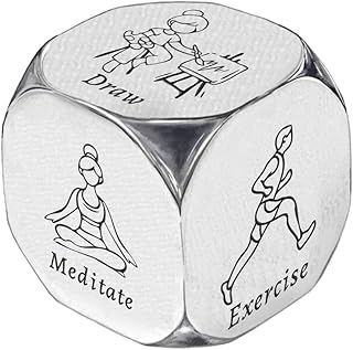 UNICRAFTALE Self Care Relief Gifts 1Set Stainless Steel Decision Dice with Box Stress Relief Gifts Items Meditation Yoga Gift Mental Health Retirement Gift for Women Men