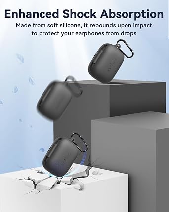 EarFun Official Protective Case Cover for EarFun Pro 4, Soft Silicone Protective Case with Keychain, Shock-Proof Silicone Skin Full Protective Cover, Supports Wireless Charging