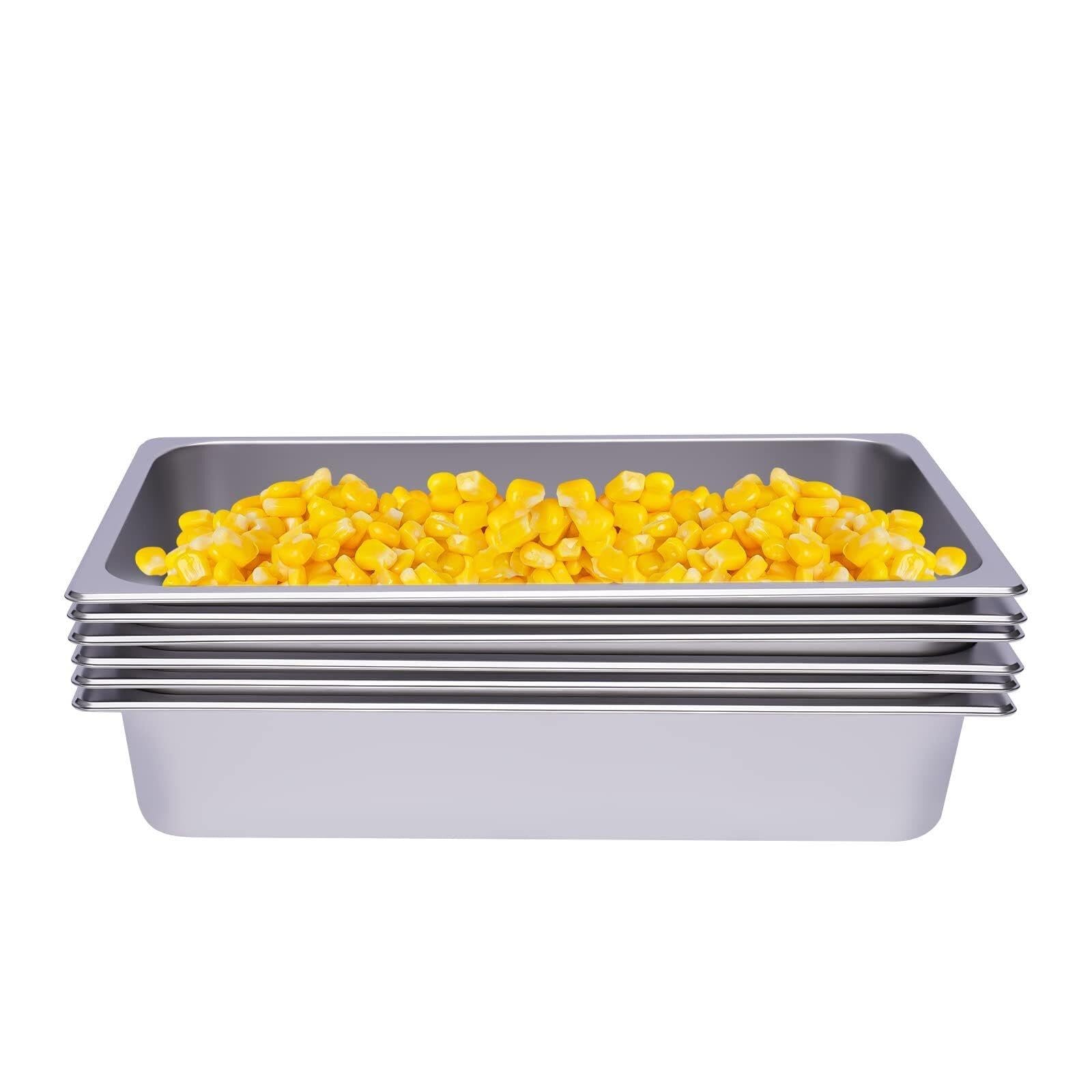 Bandeja GN 1/1, 6 unidades, 100 mm de profundidad | Bandejas GN 1/1 profundas, acero inoxidable 201, aptas horno y lavavajillas.
