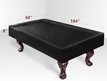 iCOVER Outdoor Pool Table Cover Waterproof Heavy Duty Leatherette Covers for Billiard Tables 8 Feet Black